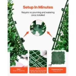 Artificial Grass Wall Panels, 8-Pieces 20 X 20 In. 3D Combination Greenery Boxwood Panel For Indoor Outdoor Green Decor -Vevor green vevor garden fencing pjsrzzwq8pcsjmws1v0 1f 1000