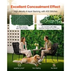 Artificial Grass Wall Panels, 8-Pieces 20 X 20 In. 3D Combination Greenery Boxwood Panel For Indoor Outdoor Green Decor -Vevor green vevor garden fencing pjsrzzwq8pcsjmws1v0 4f 1000