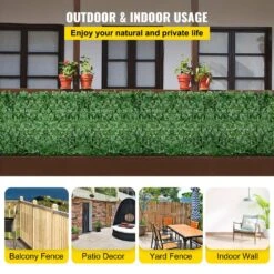Ivy Privacy Fence Screen 39 In. X 158 In. Faux Leaf Artificial Hedges 3-Layers Outdoor Greenery Leaves Panel For Garden -Vevor green vevor garden fencing rzzwwlyc39158c1gmv0 fa 1000