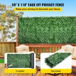 59 In. X 118 In. Faux Leaf Artificial Hedges 3-Layers Greenery Leaves Panel Ivy Privacy Fence Screen For Garden -Vevor green vevor garden fencing rzzwwlyc59118qv5nv0 c3 1000