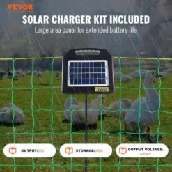 Electric Fence Netting 48 In. H X 100 In. L PE Net Fencing With Solar Charger/Posts Stakes Utility Portable Polywire -Vevor green vevor garden fencing xxjqwlw48in18wol0v9 c3 1000