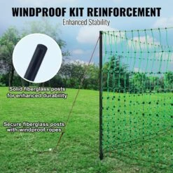 Electric Fence Netting 54.33 In. H X 100 In. L Polywire Fencing With Posts Double-Spiked Stakes Utility Portable Mesh -Vevor green vevor garden fencing xxjqwlw48in1gp4nkv9 4f 1000