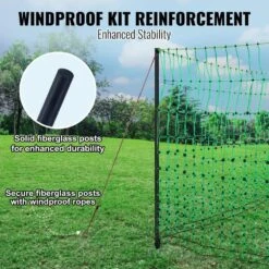 Electric Fence Netting 48 In. H X 168 In. L PE Net Fencing Kit With Double-Spiked Stakes Utility Portable Mesh Polywire 12 Electric Fence Netting 48 In. H X 168 In. L PE Net Fencing Kit With Double-Spiked Stakes Utility Portable Mesh Polywire -Vevor green vevor garden fencing xxjqwlw48in1mre8av9 4f 1000