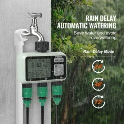 Water Timer 3 Zone Smart Irrigation Controller Hose Watering Sprinkler Timer LCD Display Rain Delay Mode -Vevor green vevor irrigation controllers jdkjsdsq3dk0bp1spv9 1f 1000