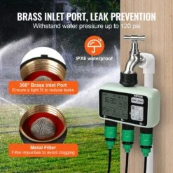 Water Timer 3 Zone Smart Irrigation Controller Hose Watering Sprinkler Timer LCD Display Rain Delay Mode -Vevor green vevor irrigation controllers jdkjsdsq3dk0bp1spv9 76 1000