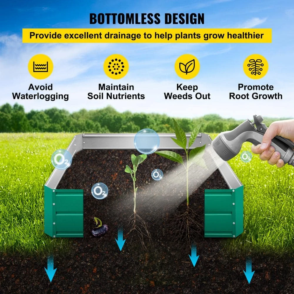 Raised Garden Bed 48 In. X 36 In. X 12 In. Metal Planter Box Green Galvanized Steel Raised Planter Boxes 7 Raised Garden Bed 48 In. X 36 In. X 12 In. Metal Planter Box Green Galvanized Steel Raised Planter Boxes - Image 5