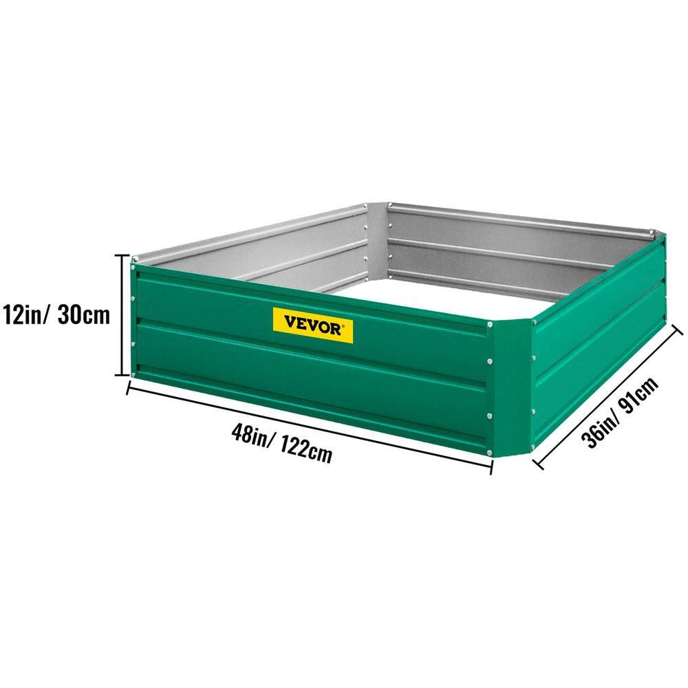 Raised Garden Bed 48 In. X 36 In. X 12 In. Metal Planter Box Green Galvanized Steel Raised Planter Boxes 4 Raised Garden Bed 48 In. X 36 In. X 12 In. Metal Planter Box Green Galvanized Steel Raised Planter Boxes - Image 2