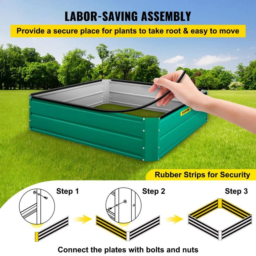 Raised Garden Bed 48 In. X 36 In. X 12 In. Metal Planter Box Green Galvanized Steel Raised Planter Boxes 8 Raised Garden Bed 48 In. X 36 In. X 12 In. Metal Planter Box Green Galvanized Steel Raised Planter Boxes - Image 6