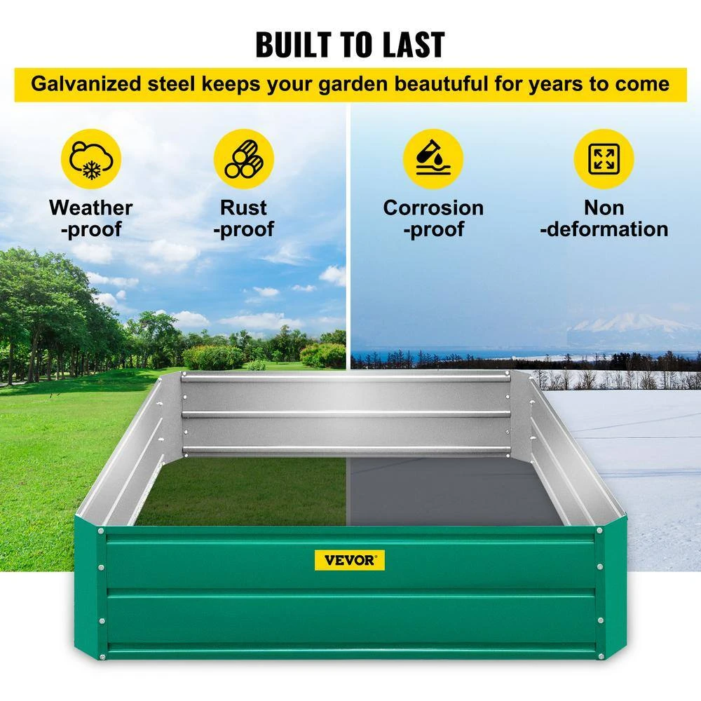 Raised Garden Bed 48 In. X 36 In. X 12 In. Metal Planter Box Green Galvanized Steel Raised Planter Boxes 6 Raised Garden Bed 48 In. X 36 In. X 12 In. Metal Planter Box Green Galvanized Steel Raised Planter Boxes - Image 4