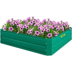 Raised Garden Bed 48 In. X 36 In. X 12 In. Metal Planter Box Green Galvanized Steel Raised Planter Boxes