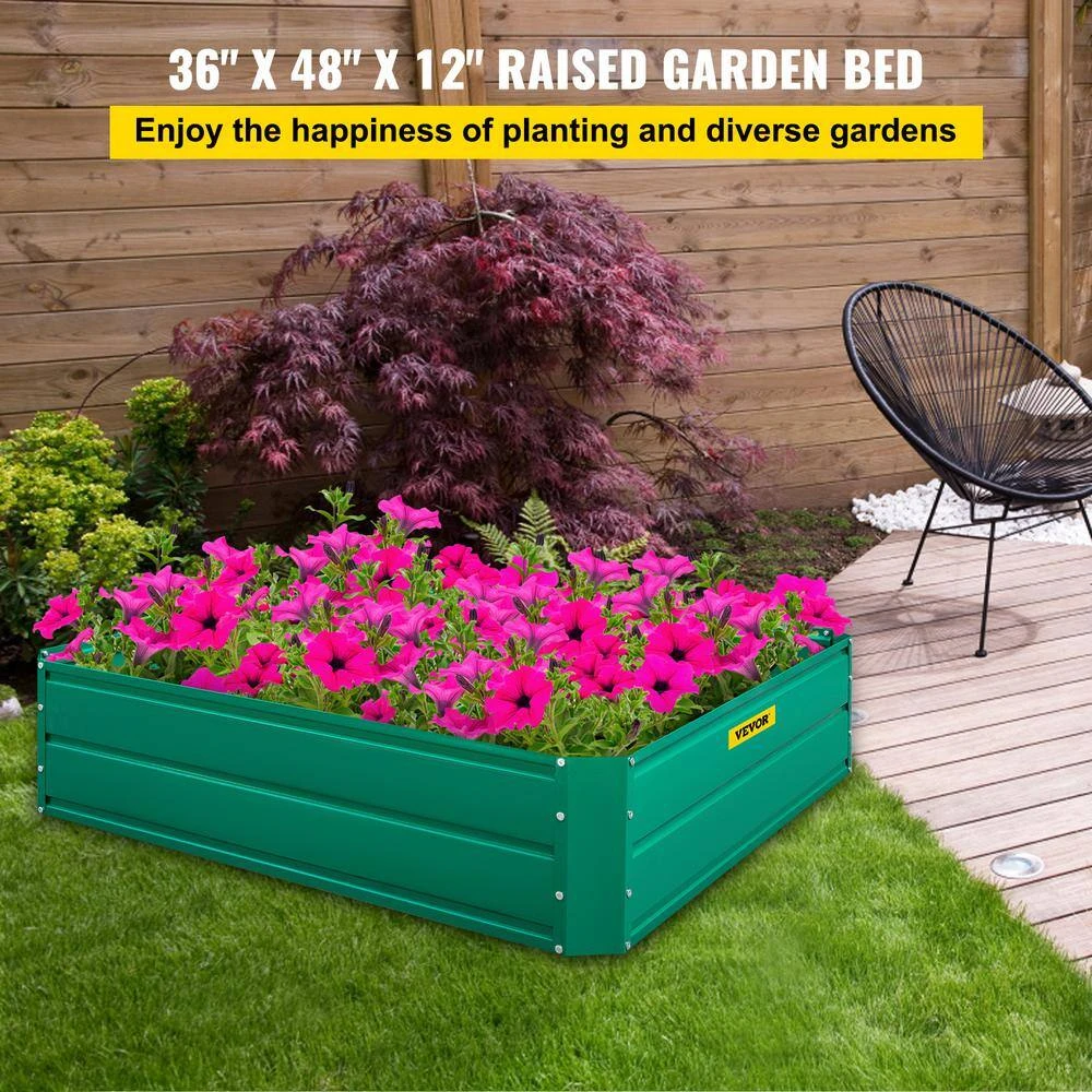 Raised Garden Bed 48 In. X 36 In. X 12 In. Metal Planter Box Green Galvanized Steel Raised Planter Boxes 5 Raised Garden Bed 48 In. X 36 In. X 12 In. Metal Planter Box Green Galvanized Steel Raised Planter Boxes - Image 3