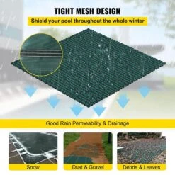 16 Ft. X 36 Ft. Rectangle In-Ground Pool Cover Child Safety Pool Covers Pool Cover Mesh For Swimming -Vevor green vevor safety pool covers yycm16x36ftycg001v0 fa 1000