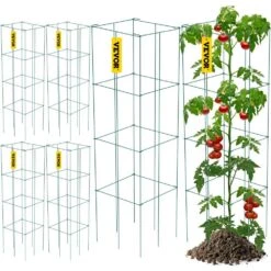 14.6 In. X 14.6 In. X 39.4 In. Tomato Cages For Garden Square Plant Support Cages Green Steel Tomato Towers (6-Pack)