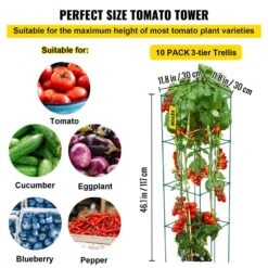 11.8 In. X 11.8 In. X 46.1 In. Tomato Cages Square Plant Support Cages Green Steel Tomato Towers For Plants (5-Pack) 12 11.8 In. X 11.8 In. X 46.1 In. Tomato Cages Square Plant Support Cages Green Steel Tomato Towers For Plants (5-Pack) -Vevor green vevor tomato cages fxkzdfqzz1246rx5pv0 4f 1000