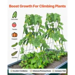 Cucumber Trellis For Climbing Plants, 39 In. X 32 In. Foldable Cucumber Trellis Set With Twist Ties, 2025 Upgrade -Vevor green vevor tomato cages hgpjtxczaxj3jsuxxv0 1f 1000