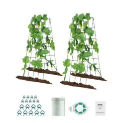 Cucumber Trellis For Climbing Plants, 39 In. X 32 In. Foldable Cucumber Trellis Set With Twist Ties, 2025 Upgrade