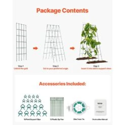 Cucumber Trellis For Climbing Plants, 39 In. X 32 In. Foldable Cucumber Trellis Set With Twist Ties, 2025 Upgrade -Vevor green vevor tomato cages hgpjtxczaxj3jsuxxv0 fa 1000