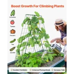 Cucumber Trellis For Climbing Plants, 46 In. X 32 In. Foldable Cucumber Trellis Set With Plant Clips, 2025 Upgrade -Vevor green vevor tomato cages hgpjtxczaxj44pxqxv0 1f 1000