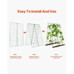 Cucumber Trellis For Climbing Plants, 46 In. X 32 In. Foldable Cucumber Trellis Set With Plant Clips, 2025 Upgrade -Vevor green vevor tomato cages hgpjtxczaxj44pxqxv0 44 1000
