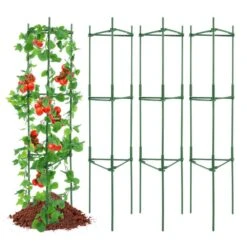 4-Packs Tomato Cages For Garden, 63 In. Tomato Trellis Plant Stakes Support,Stackable Tall Plant Support Cage,for Garden