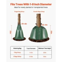 Tree Watering Bag, 4-Packs 20 Gal. Watering Bags For New Trees, 5-9 Hours Slow Release Refillable Tree Drip Irrigation -Vevor greens vevor drip irrigation kits dsjsd20gal4ji8tmov0 1f 1000