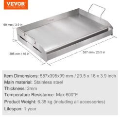 Stainless Steel Griddle 23.5 In. X 16 In. Pre-Seasoned Stove Top Griddle Non-Stick Family Pan Cookware -Vevor grill griddles dmjp235yc4303kz0tv0 76 1000
