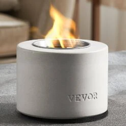 Tabletop Fire Pit Bowl, Concrete Tabletop Fireplace Indoor Outdoor Decor, Portable Smores Maker, Cylinder Light Gray -Vevor light gray vevor gas fire pits zmshkhntqhsygzqrjv0 31 1000