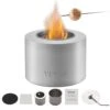 Tabletop Fire Pit Bowl, Concrete Tabletop Fireplace Indoor Outdoor Decor, Portable Smores Maker, Cylinder Light Gray