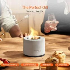 Tabletop Fire Pit Bowl, Concrete Tabletop Fireplace Indoor Outdoor Decor, Portable Smores Maker, Cylinder Light Gray -Vevor light gray vevor gas fire pits zmshkhntqhsygzqrjv0 fa 1000