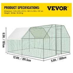 Large Metal Chicken Coop Run Walk-in Chicken Runs ‎ 153.6 In. X 117.6 In. X 78 In. Poultry Cage Hen House Greenhouse -Vevor multi vevor greenhouse supplies hwj9 212 56 51w60v0 76 1000