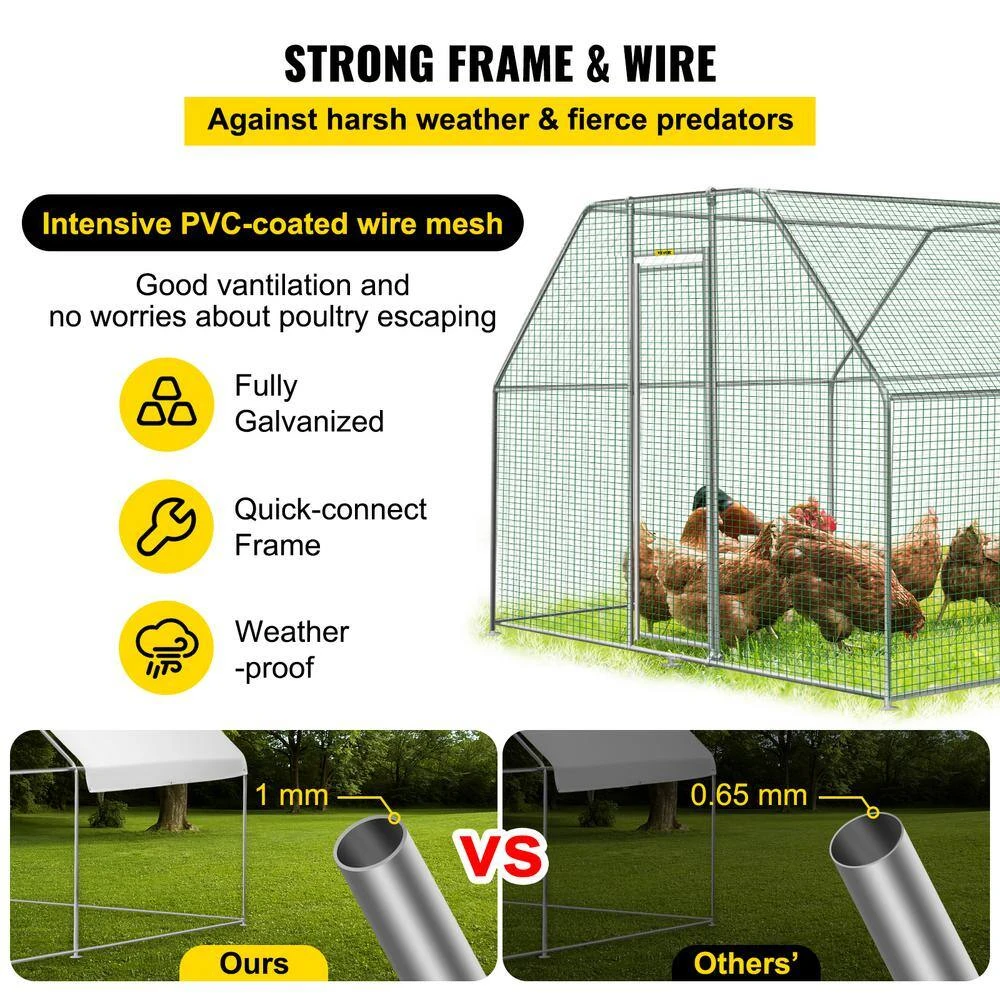Large Metal Chicken Coop Run Walk Chicken Run Poultry Cage Hen House 231.6 In. X 117.6 In. X 78 In. Greenhouse 5 Large Metal Chicken Coop Run Walk Chicken Run Poultry Cage Hen House 231.6 In. X 117.6 In. X 78 In. Greenhouse - Image 3