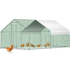 Large Metal Chicken Coop Run Walk-in Chicken Runs Waterproof Cover Poultry Cage Hen House 12.8 X 9.8 X 6.5 Ft Greenhouse
