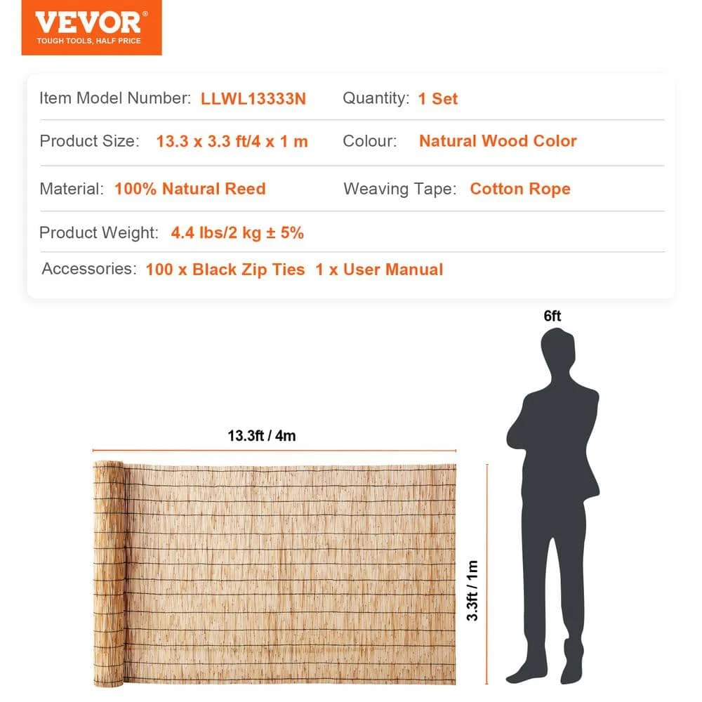 Reed Fence Backyard Landscaping Privacy Blind Fencing Screen 13.3 Ft. X 3.3 Ft., Decorative Fence For Backyard Garden 9 Reed Fence Backyard Landscaping Privacy Blind Fencing Screen 13.3 Ft. X 3.3 Ft., Decorative Fence For Backyard Garden - Image 7