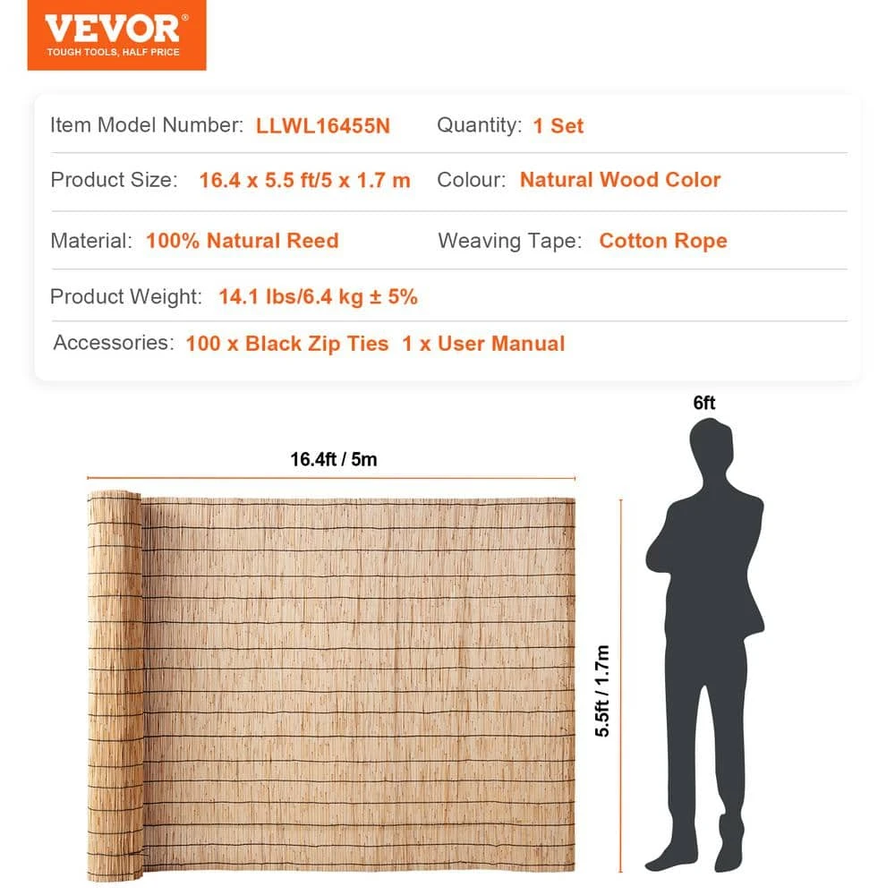 Natural Reed Fencing, 5.5 Ft. X 16.4 Ft. Reed Screen Curtain Balcony Reed Fence Roll Outdoor Backyard Patio Power Source 9 Natural Reed Fencing, 5.5 Ft. X 16.4 Ft. Reed Screen Curtain Balcony Reed Fence Roll Outdoor Backyard Patio Power Source - Image 7