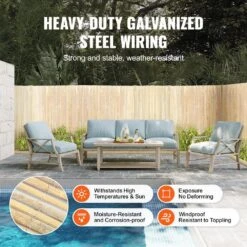 Natural Bamboo Slat Screening Eco-Friendly Privacy Bamboo Slat Fence 3 Ft. H X 19.6 Ft. L, Bamboo Fence -Vevor natural wood vevor garden fencing zwl196ft33ft8p7dqv0 1f 1000