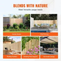 Natural Bamboo Slat Screening Eco-Friendly Privacy Bamboo Slat Fence 3 Ft. H X 19.6 Ft. L, Bamboo Fence -Vevor natural wood vevor garden fencing zwl196ft33ft8p7dqv0 fa 1000