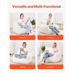 Bean Bag Chair Plastic Outdoor Rocking Chair With CushionGuard White Cushion With Soft Armrests Storage Pocket, Bean Bag -Vevor outdoor rocking chairs fsyxddy3539ih8dqlv0 76 1000