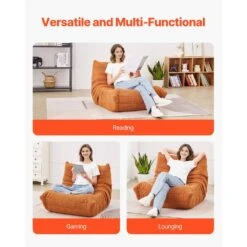 Bean Bag Chair,Plastic Outdoor Rocking Chair With CushionGuard Brown Cushion With Soft Armrests Storage Pocket, Bean Bag -Vevor outdoor rocking chairs lxddy3034inct6nkcv0 76 1000