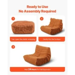 Bean Bag Chair,Plastic Outdoor Rocking Chair With CushionGuard Brown Cushion With Soft Armrests Storage Pocket, Bean Bag -Vevor outdoor rocking chairs lxddy3034inct6nkcv0 fa 1000