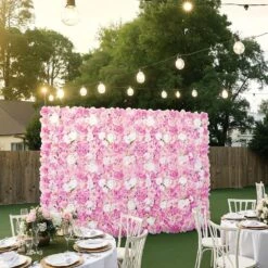 3D Flower Wall Panel, 12 PCS 15 X 15 In. Artificial Floral Wall Background Mesh Backing Mat, Easy Installation -Vevor pink vevor garden fencing pjsrzzwq12pcuty5vv0 31 1000