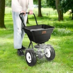 Broadcast Spreader 80 Lbs. Walk-Behind Turf Spreader With 12 In. Wheels Steel Push Fertilizer Spreader Garden Seeder -Vevor pull behind spreaders tcsbj80lbs125b0p1v0 31 1000