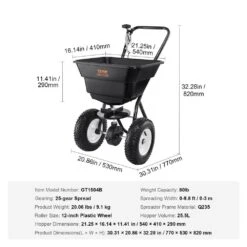 Broadcast Spreader 80 Lbs. Walk-Behind Turf Spreader With 12 In. Wheels Steel Push Fertilizer Spreader Garden Seeder -Vevor pull behind spreaders tcsbj80lbs125b0p1v0 76 1000
