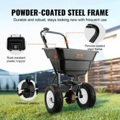 Broadcast Spreader 80 Lbs. Walk-Behind Turf Spreader With 12 In. Wheels Steel Push Fertilizer Spreader Garden Seeder -Vevor pull behind spreaders tcsbj80lbs125b0p1v0 fa 1000