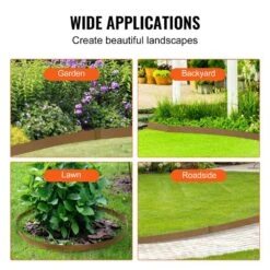 39.6 In. L X 0.06 In.W X 2 In. H Brown Steel Edging Landscape Steel Garden Edging Borders Strips Hammer-Rustic (10-Pack) -Vevor rustic brown vevor metal edging cppz45inch33l0jnfv0 fa 1000