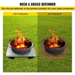 Fire Pit Heat Shield 26 X 26 In. High Temp Carbon Steel Fire Pit Heat Deflector For Grass Lawn Guard Fire Pit Pad,Square -Vevor silver black vevor outdoor fireplaces skhpdzyct2626frxmv0 1f 1000