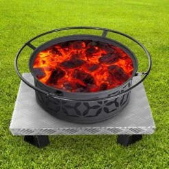 Fire Pit Heat Shield 26 X 26 In. High Temp Carbon Steel Fire Pit Heat Deflector For Grass Lawn Guard Fire Pit Pad,Square -Vevor silver black vevor outdoor fireplaces skhpdzyct2626frxmv0 31 1000