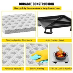 Fire Pit Heat Shield 26 X 26 In. High Temp Carbon Steel Fire Pit Heat Deflector For Grass Lawn Guard Fire Pit Pad,Square -Vevor silver black vevor outdoor fireplaces skhpdzyct2626frxmv0 4f 1000