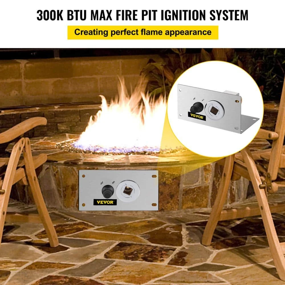 Fire Pit Gas Burner Spark Ignition Kit 300K BTU Fire Pit Ignition System With 1/2 In. Key Valve Fire Pit Igniter, Silver 4 Fire Pit Gas Burner Spark Ignition Kit 300K BTU Fire Pit Ignition System With 1/2 In. Key Valve Fire Pit Igniter, Silver - Image 2