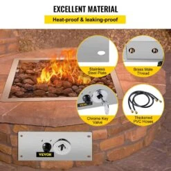 Fire Pit Gas Burner Spark Ignition Kit 300K BTU Fire Pit Ignition System Stainless Steel Fire Pit Igniter With Key Valve -Vevor silver vevor accessories rqtz9bx68yji59vk9v0 1f 1000