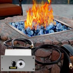 Fire Pit Gas Burner Spark Ignition Kit 300K BTU Fire Pit Ignition System Stainless Steel Fire Pit Igniter With Key Valve -Vevor silver vevor accessories rqtz9bx68yji59vk9v0 31 1000